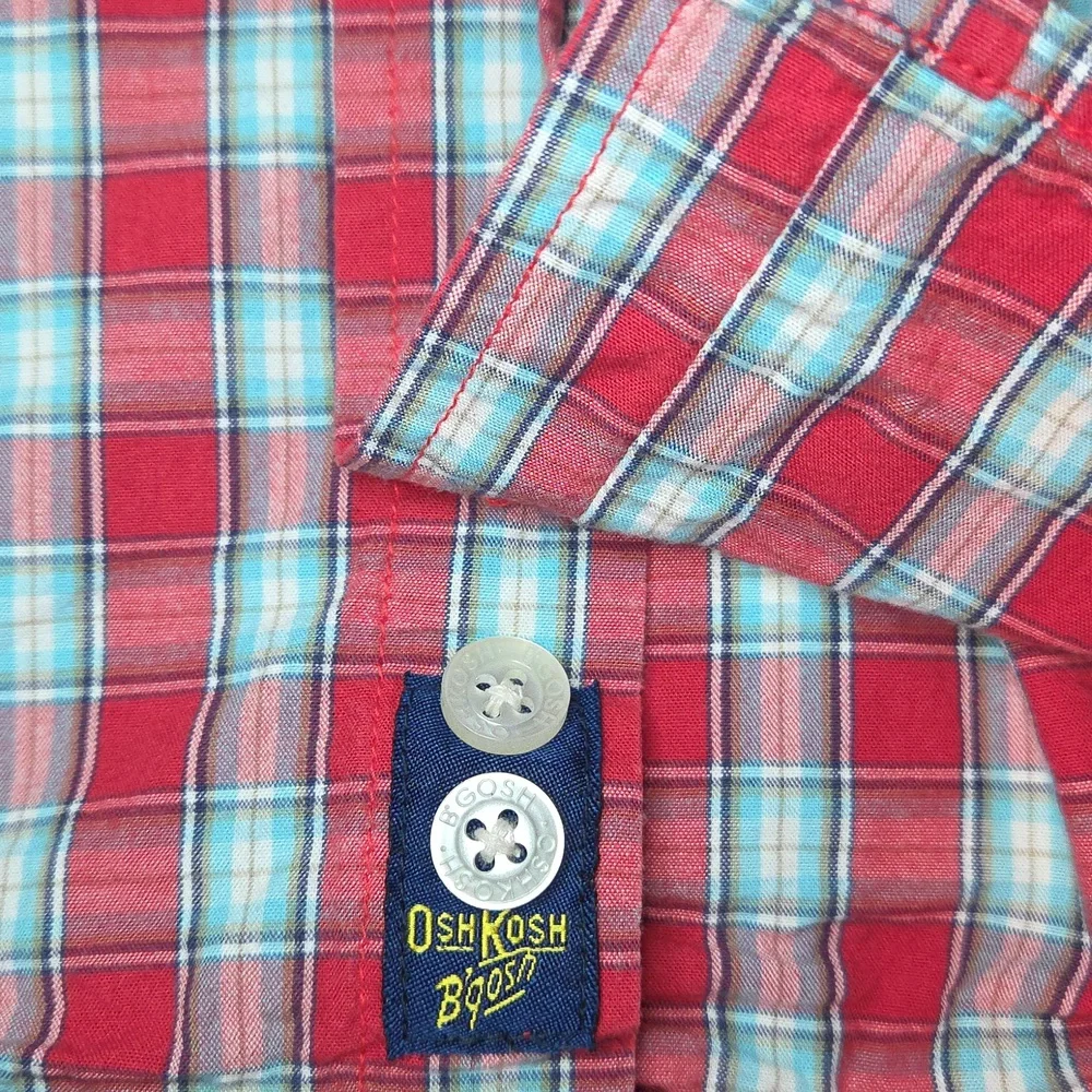 NEW Toddler Kids Classic Plaid Button Down Shirts - Blue and Red Bundle